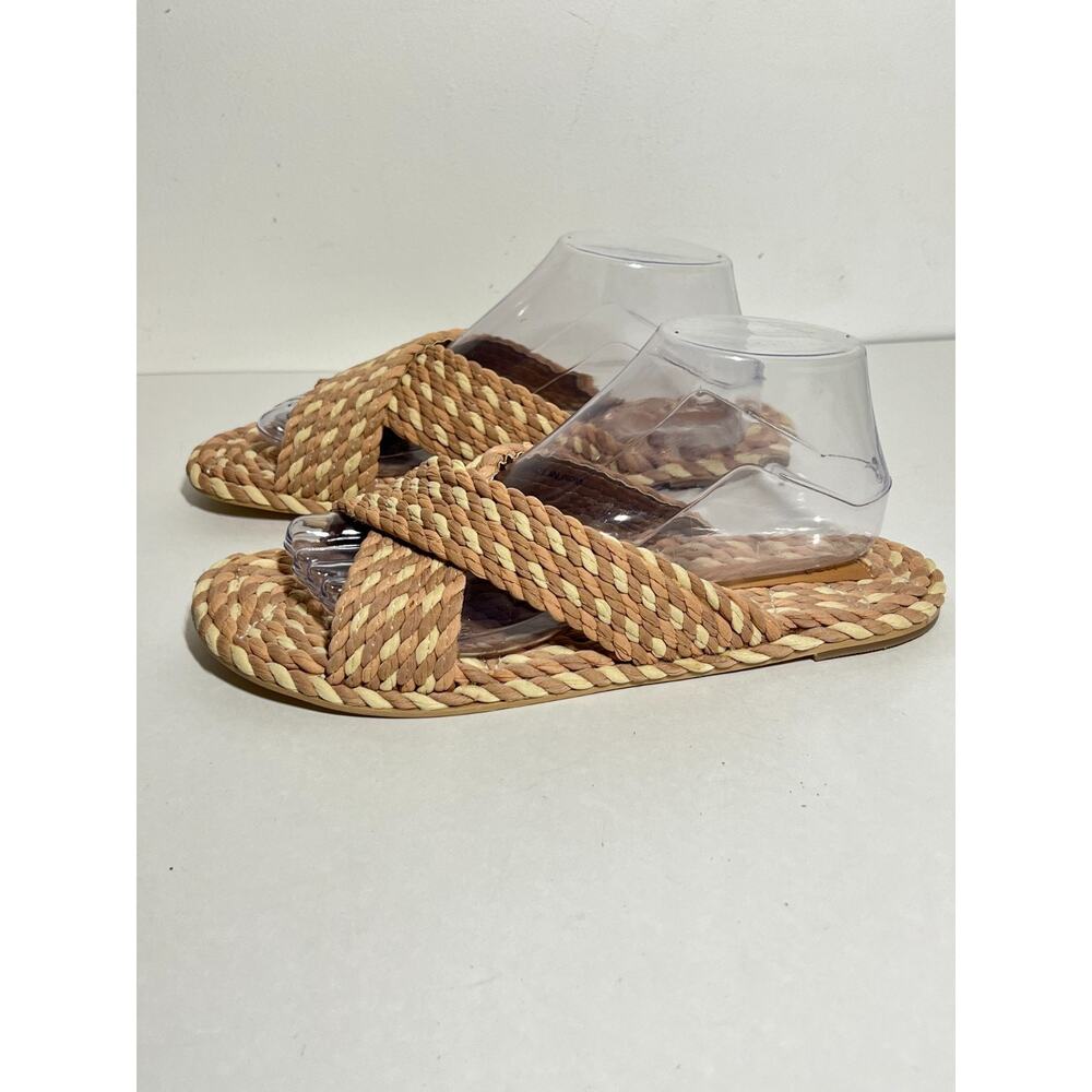 Woven Cross-Strap Sandal in Natural Tan